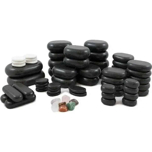 Hot Stone-Massagestein-Set mit 64 Teilen, inklusive Chakra-Steinen