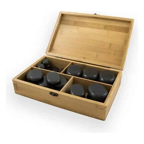 Hot Stone-Massagesteine-Set mit 36 Stück und Zubehör