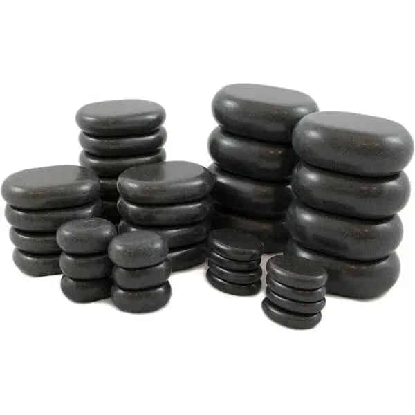 Hot Stone-Massagesteine-Set mit 36 Stück und Zubehör