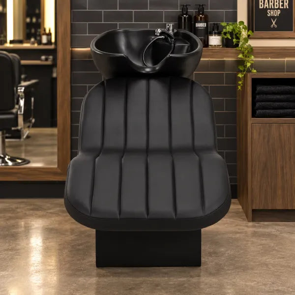 Schwarzes DAX Friseurwaschbecken mit Keramikbecken - Rückwärtswaschbecken im Salon