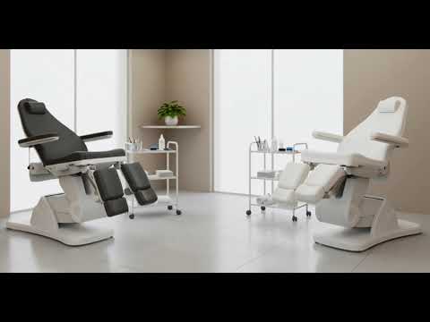 Elektrischer Podologiestuhl mit 5 Motoren, verstellbaren Funktionen; PU-Bezug, Tragkraft 175 kg.