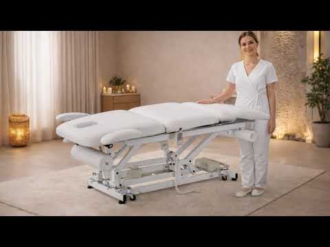 Elektrische Massageliege mit 3 Motoren, Behandlungsliege in Weiß, Therapieliege Acrum - Massagebank - Tiptop - Einrichtung