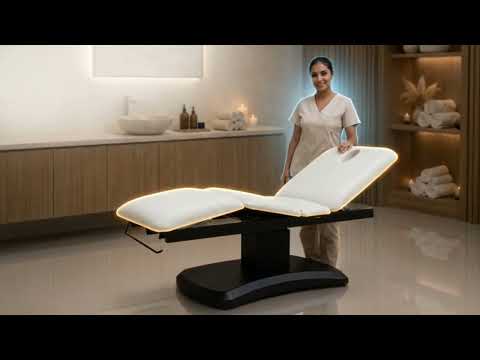 Elektrische Massageliege Teres, 3 Motoren, verstellbar, Kopfteil mit Gesichtsausschnitt, schwarzer Standfuß