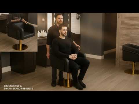 Friseurstuhl in eleganter Schwarz-Farbe, Luxuriöser Friseur stuhl Egan - Tiptop - Einrichtung