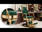 Barber stuhl in Grün-Gold, Herren Friseurstuhl Buzz, Stilvoller Barbershop stuhl