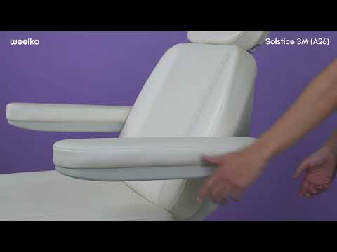 Fußpflegestuhl elektrisch 3 Motoren, Pediküre stuhl in Weiß, Podologiestuhl Solstice für optimalen Komfort.