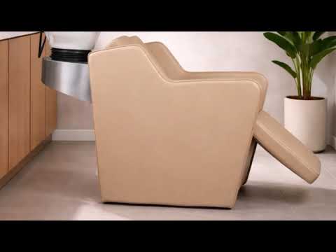 Friseur Waschbecken mit Elektrischer Fußstütze, Friseurwaschbecken Yannik in modernem Design für Komfort im Salon.