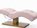 Premium Elektrische Massageliege ELEMENT mit rosa Polsterung, 1 Motor, verstellbar, Recliner-Design auf goldener Basis.