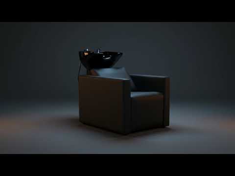 Friseur Waschbecken mit elektrischer Fußstütze, Schwarz, Friseurwaschbecken Peek power plus, ergonomisch und stilvoll.