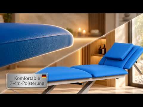 Elektrische Behandlungsliege mit 1 Motor, graues Polster und schwenkbarer Kopfstütze sowie stabilem Gestell mit Rollen für Kosmetik und Massage.