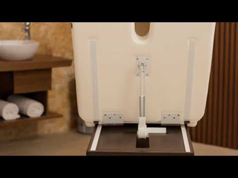 Elektrische Massageliege mit 2 Motoren, Höhenverstellung und verstellbarer Rückenlehne – weißes Polster auf brauner Basis