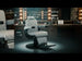 HAWK gray hydraulic barber chair with vintage quilted upholstery, headrest, and footrest.