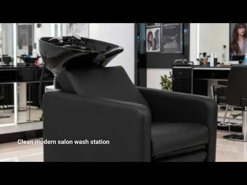 Friseur Waschbecken mit elektrischer Fußstütze, Friseurwaschbecken Anoc in Schwarz-weiß - Tiptop - Einrichtung