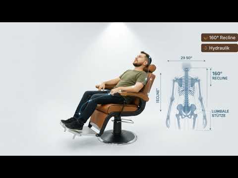 Barber stuhl in Braun, Herren Friseurstuhl Hugo , Luxuriöser Barbershop stuhl - Tiptop - Einrichtung