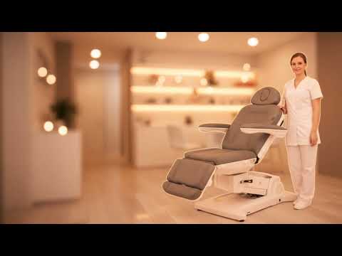 SIMUS elektrische Kosmetikliege, grau, drehbar, vier Motoren – Luxus-Behandlungsliege für Studio & Spa