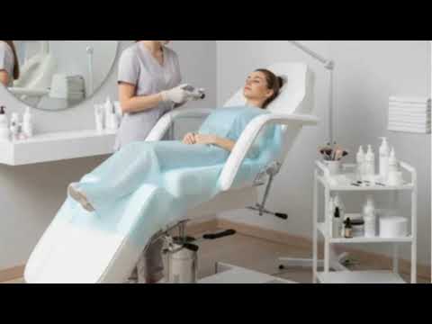 Drehbare hydraulische Kosmetikliege mit verstellbarer Rückenlehne und Fußteil, Kosmetikstuhl Ment - Behandlungsliege - Tiptop - Einrichtung