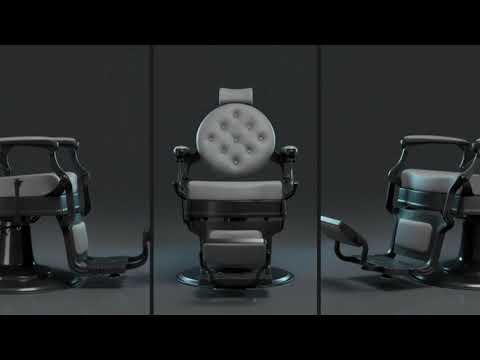 Barber stuhl mit schwarzem und grauem Design, Herren Friseurstuhl Buzz, Barbershop stuhl - Tiptop - Einrichtung