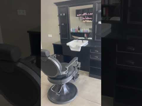 1x Friseurwaschbecken, Barbershop Bedienplatz Jules - 1x Herren Friseurstuhl, Barberstuhl Vintage Clint - Tiptop - Einrichtung