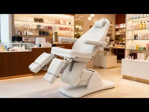 Elektrischer Podologiestuhl mit 5 Motoren, verstellbaren Funktionen; PU-Bezug, Tragkraft 175 kg.