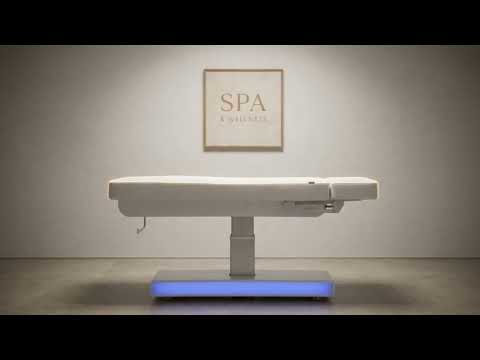 Elektrische Massageliege NUSH+ mit drei Motoren, weiße Spa-Liege und Kosmetikliege mit verstellbaren Positionen