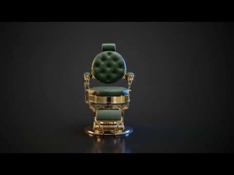 Barber stuhl in Gold und Grün, Herren Friseurstuhl, Mack, Barbershop stuhl - Tiptop - Einrichtung