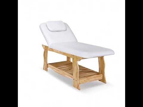 Massageliege Olga, Behandlungsliege hellem Massivholzsockel, Wellnessliege spa