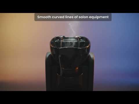 Friseur Waschbecken mit komfortablem Waschsessel in elegantem Schwarz, Friseurwaschbecken Velaris für modernen Salonkomfort.