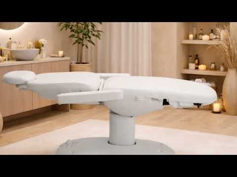 Elektrische Kosmetikliege mit 3 Motoren in Weiß Behandlungsliege Bali bietet Komfort und Flexibilität für Behandlungen.