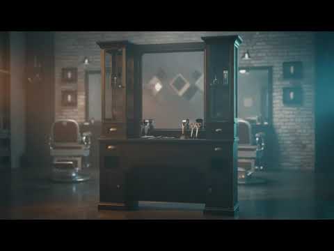 1x Barber stuhl Clint in Schwarz – 1x Friseur Bedienplatz 2B William - Tiptop - Einrichtung