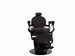 Volt Braun barber chair with electric height adjustment, electric footrest, foldable arms in brown leather.