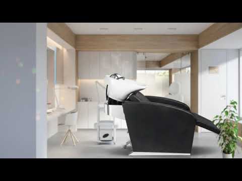 Friseur Waschbecken mit elektrischer Fußstütze, Friseurwaschbecken Ralph bietet luxuriösen Komfort für den Friseurbesuch.