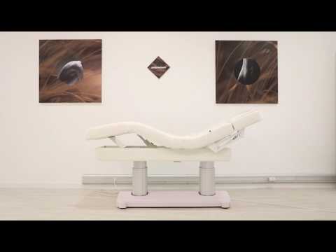 Elektrische Massageliege mit Heizfunktion: Vier Motoren, Höhen- und Neigungsregulierung, 13 cm PU-Polsterung weiß.