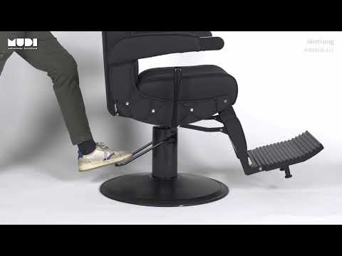 Herren Barberstuhl Mustang in Schwarz mit verstellbarer Fußstütze – Profi-Friseurstuhl für Barbershops