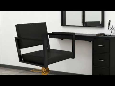 Friseurstuhl in Schwarz mit Massiver Eichenholz Armlehnen, Luxuriöser Friseur stuhl Ocean b-u - Tiptop - Einrichtung