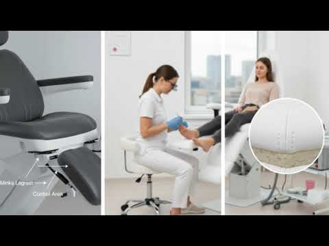 Fußpflegestuhl elektrisch mit 3 Motoren, Pediküre stuhl in Grau, Podologiestuhl Minka - Tiptop - Einrichtung