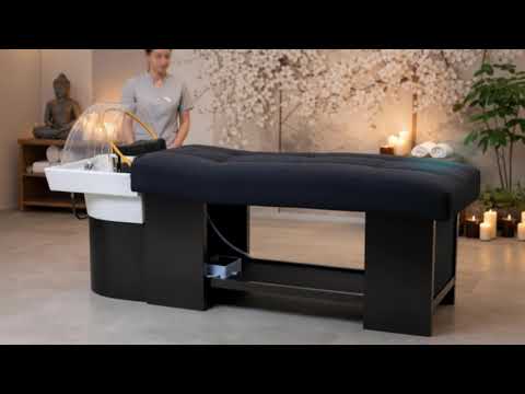 Kopfspa Head-Spa-Liege SIMPLY – professionelle Wellness-Liege, Schwarz mit Chrom-Gestell