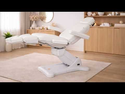 Drehbarer Elektrische Kosmetikliege mit 3 Motoren, Behandlungsliege in Weiß, Kosmetikstuhl Tempo - Tiptop - Einrichtung