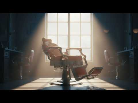 Barber stuhl in Silber und Bordeauxrot, Herren Friseurstuhl Buzz, Barbershop stuhl - Tiptop - Einrichtung