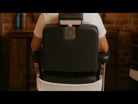 Barber stuhl im eleganten Schwarz mit verstellbarer Rückenlehne, Herren Friseurstuhl Fringe , Barbershop stuhl - Tiptop - Einrichtung