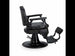 Barberstuhl Mark-B Schwarz – luxuriöser Herren-Friseurstuhl mit gepolsterter Rückenlehne, Armlehnen und Fußstütze.
