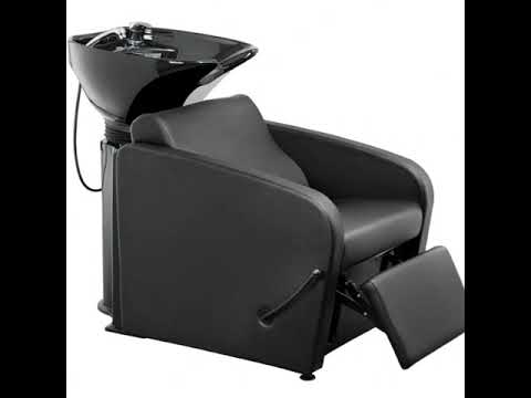 Friseur Waschbecken mit Fußstütze, Friseurwaschbecken Mullet Plus V2 mit ergonomischer Rückenlehne und elektrischer Fußstütze.