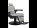 HAWK gray hydraulic barber chair with vintage quilted upholstery, headrest, and footrest.