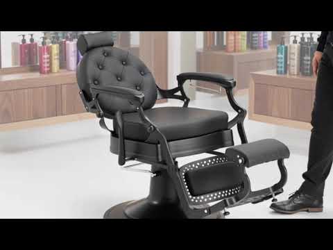 Barber stuhl in elegantem Schwarz, Herren Friseurstuhl Mae, Barbershop stuhl - Tiptop - Einrichtung