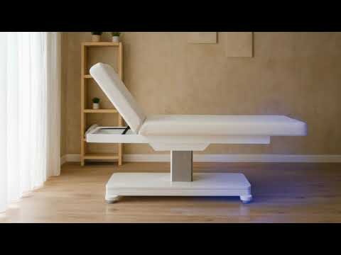Elegante elektrische Massageliege mit 1 Motor in Weiß, ideal für Spa und Schönheitssalon, Behandlungsliege Orion.