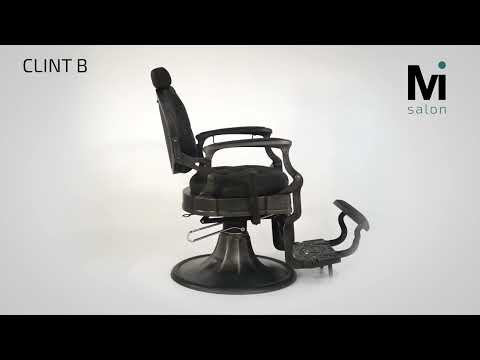 Herren Friseur Stuhl, Vintage Barberstuhl Clint in Schwarz - Exklusives Design - Tiptop - Einrichtung
