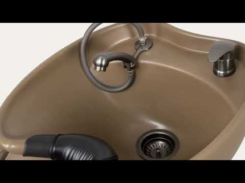 VELARIS AIR Earth Friseur-Waschbecken in Beige-Mocha mit elektrischer Fußstütze