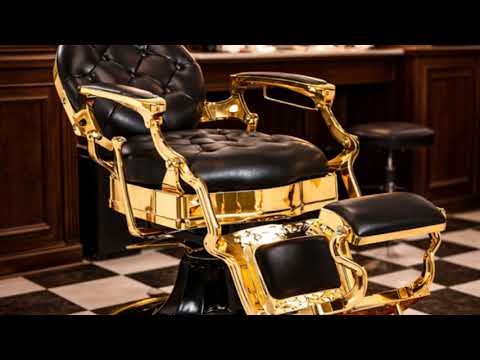 3x Barber stuhl in Schwarz-Gold, Herren Friseurstuhl Kirk, Barbershop stuhl im eleganten Design - Tiptop - Einrichtung