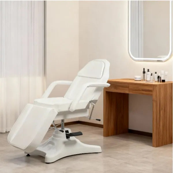 Drehbare Hydraulik Kosmetikliege, Kosmetikstuhl Sart in Weiß, Behandlungsliege mit verstellbarer Rückenlehne - Tiptop - Einrichtung