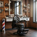 Eleganter 3er Set Barber stuhl in Schwarz-Gold, Herren Friseurstuhl Larry, ideal für moderne Barbershops.