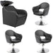 Friseurstuhl Set: 3x Schwarze Mop-Stühle & 1x Ergonomisches Friseurwaschbecken Faid in Schwarz - Tiptop - Einrichtung